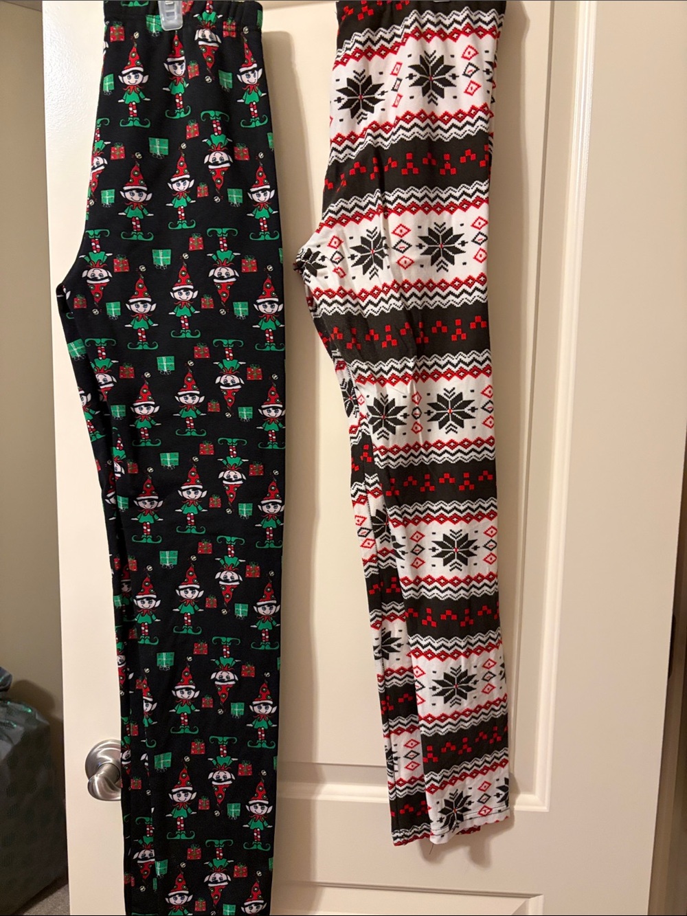 Holiday Elf Print leggings- Black & White